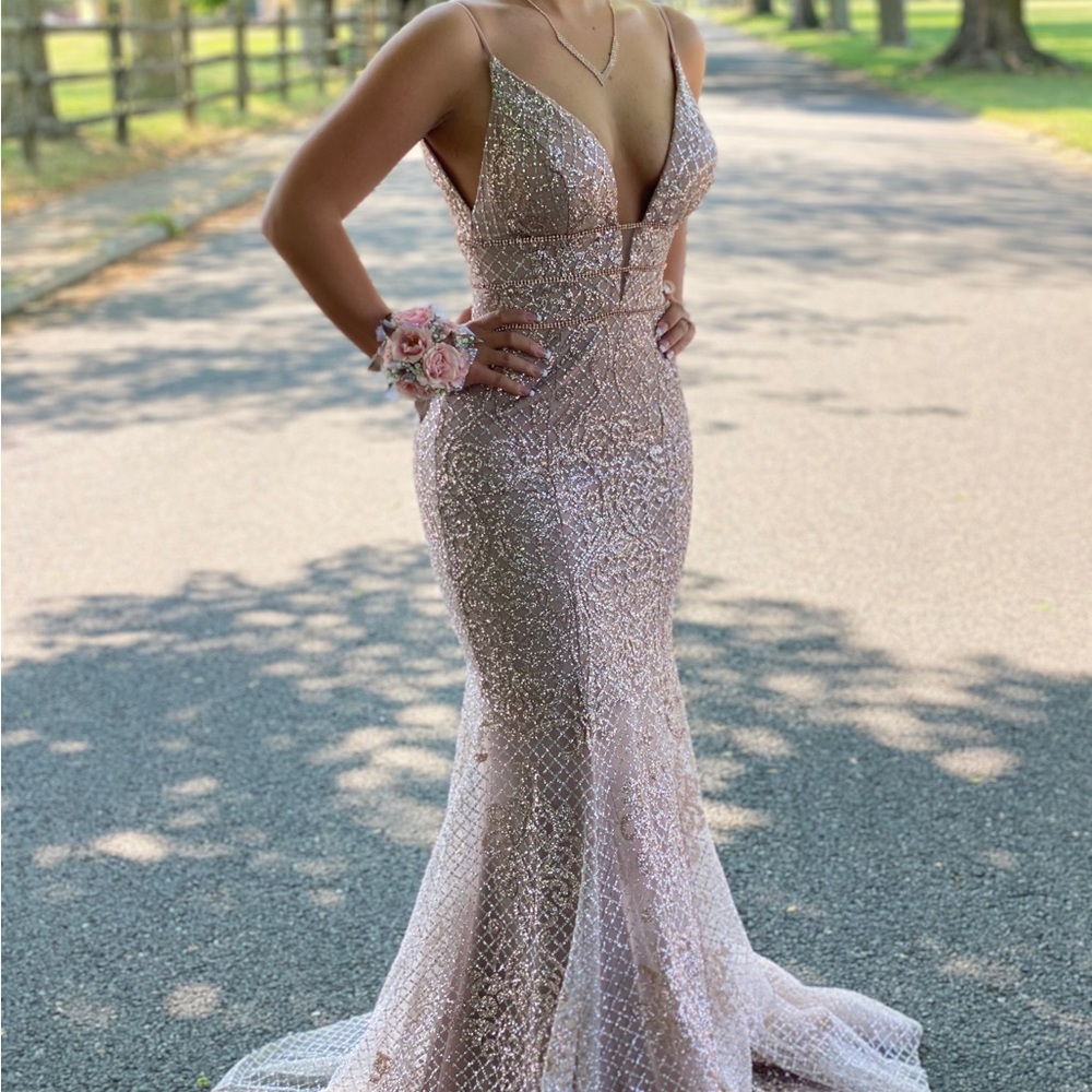 rose gold prom dress